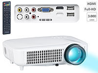 SceneLights Full HD LED-LCD-Beamer mit Media-Player, 1920 x 1080, 3.000 lm; Kompakt LED Beamer Kompakt LED Beamer Kompakt LED Beamer 