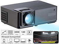 SceneLights LED-LCD-Beamer mit WLAN, Media-Player, 1280x800 Pixel (WXGA), 3.000 lm