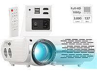 SceneLights Full-HD LED-LCD-Beamer mit Media-Player, 1920 x 1080 Pixel, 3.000 lm; Kompakt LED Beamer Kompakt LED Beamer Kompakt LED Beamer 